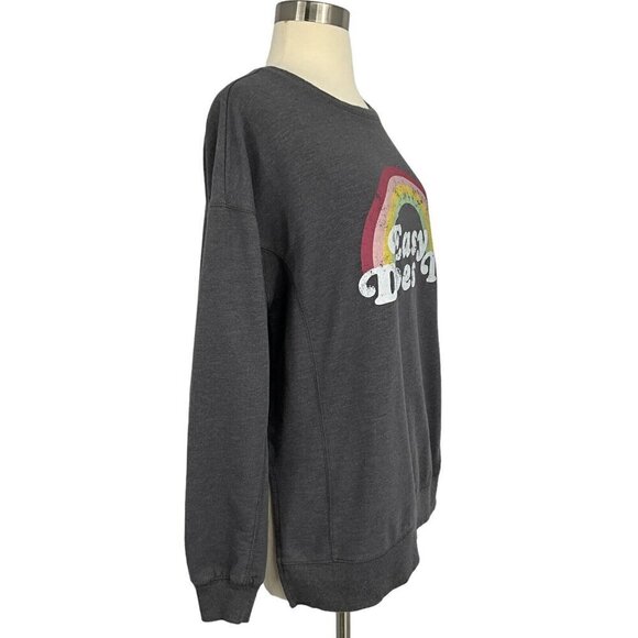Wildfox Size M Easy Does It Sweatshirt Rainbow Grey Long Sleeve Comfort Women's - Picture 7 of 10